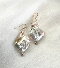 Lade das Bild in den Galerie-Viewer, Delicate Natural Pearl and Gold Filled Hook Earrings with Clear Cubic Zirconia
