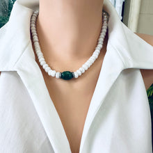 Load image into Gallery viewer, Emerald and White Silverite Choker Necklace with Diamonds. 17&quot;inches
