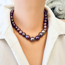 Load image into Gallery viewer, Spectacular Purple Edison Baroque Pearl Necklace with Vermeil Gold Plated Silver Marine Clasp Accent, 17.5&quot;inches
