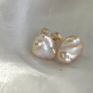 Champagne Keshi Pearl Stud Earrings, GV