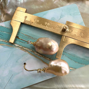 Golden Baroque Pearl Drop Earrings with Cz, in GV