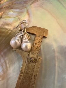 White Baroque Pearl Drop Earrings, in Silver or GV