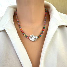 Load image into Gallery viewer, Multicolor Ethiopian Opal Necklace with Baroque Pearl, 18.5&quot;, 14KGF
