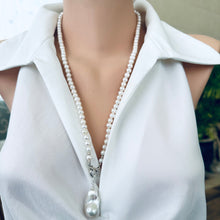 Carica l&#39;immagine nel visualizzatore di Gallery, Pearl Necklace with Removable Baroque Pearl Pendant, 26&quot;, Sterling Silver Marine Clasp
