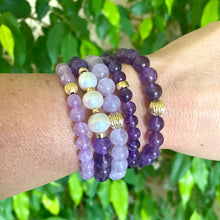 Load image into Gallery viewer, Amethyst &amp; Freshwater Pearl Bracelet, Gold Filled, 7&quot;inches, 8mm Beads, February Birthstone
