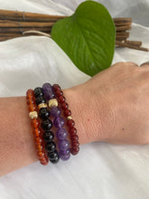 Load image into Gallery viewer, Red Agate Bracelet in 6mm, Gold Filled, Genuine Carnelian Stretchy Bracelet, 7&quot;in
