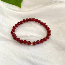 Load image into Gallery viewer, Red Agate Bracelet in 6mm, Gold Filled, Genuine Carnelian Stretchy Bracelet, 7&quot;in
