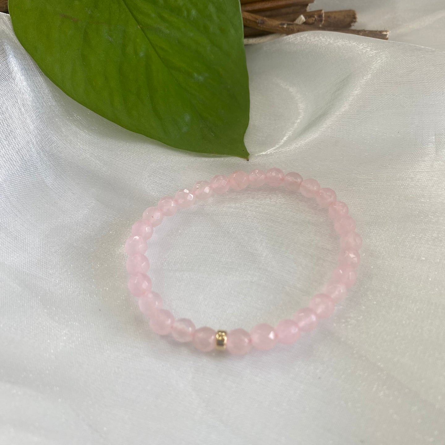 Faceted Rose Quartz Beads Bracelet