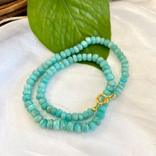 Charger l&#39;image dans la galerie, Hand Knotted &amp; Graduated Amazonite Candy Necklace, Gold Vermeil Marine Closure, 18.5&quot;inch
