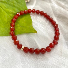 Load image into Gallery viewer, Red Agate Bracelet in 6mm, Gold Filled, Genuine Carnelian Stretchy Bracelet, 7&quot;in
