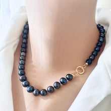 Cargar imagen en el visor de la galería, Black Pearl Necklace with Removable Black Baroque Pearl Pendant, Gold Vermeil Plated Silver,17.5&quot;in
