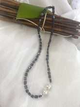 Load image into Gallery viewer, Navy Blue Iolite Beads and Baroque Pearls Necklace | Sterling Silver Details | 19&quot; to 20&quot; Inches
