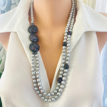 Load image into Gallery viewer, Festive Long Grey Pearl Necklace, 27&quot;
