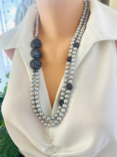 Load image into Gallery viewer, Festive Long Grey Pearl Necklace, 27&quot;
