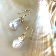 Load image into Gallery viewer, White Baroque Pearl Drop Earrings, in Silver or GV
