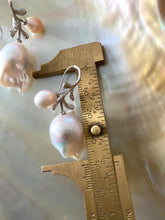 Charger l&#39;image dans la galerie, Rose Leaf Design Baroque pearls Earrings, In Silver
