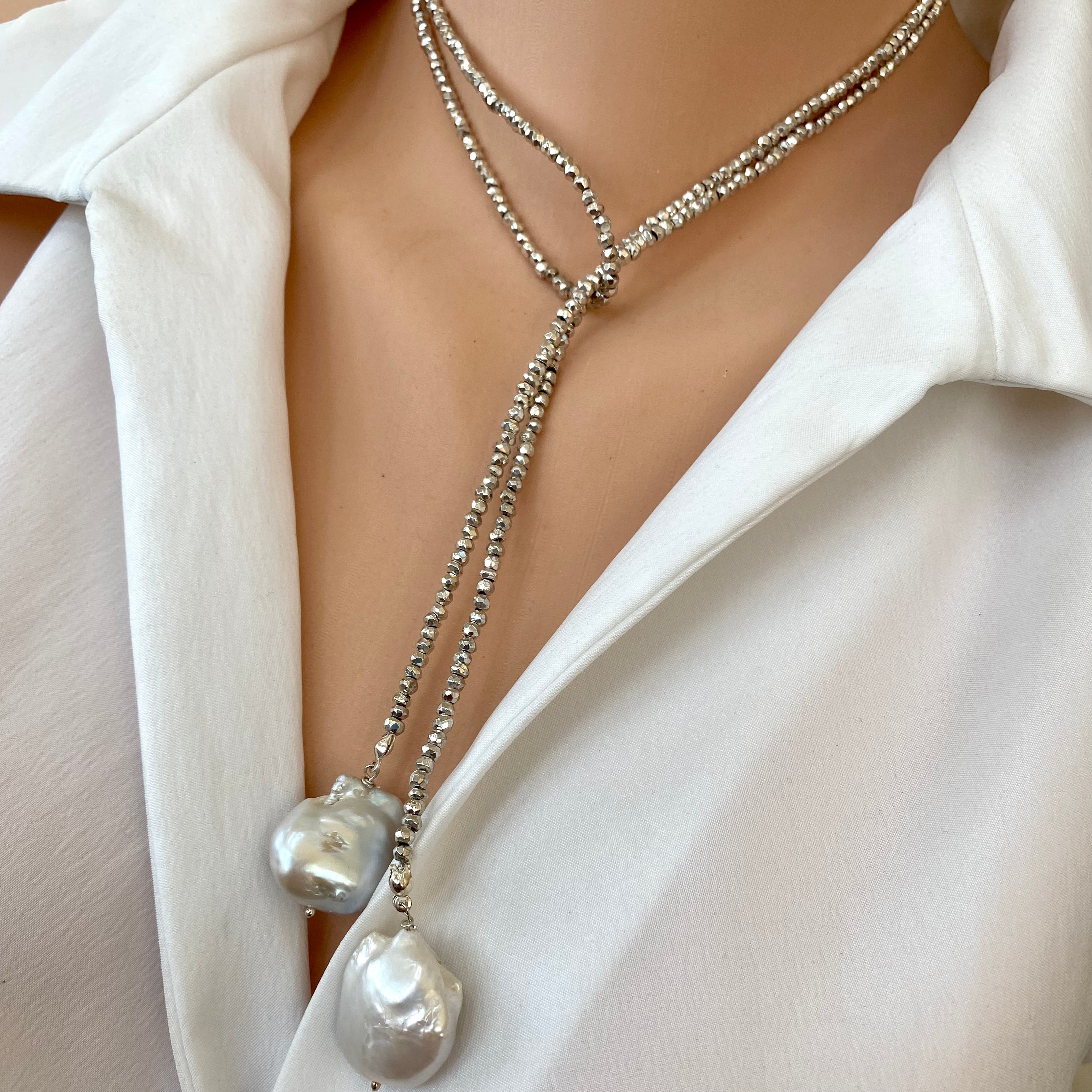 Baroque Pearl Necklace, Mismatched Big Pearl Beads Necklace
